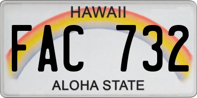 HI license plate FAC732