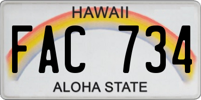 HI license plate FAC734