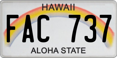 HI license plate FAC737