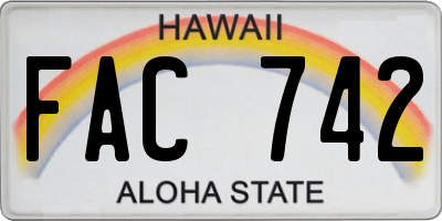 HI license plate FAC742