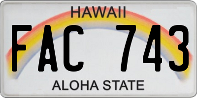 HI license plate FAC743