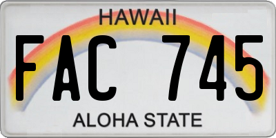 HI license plate FAC745