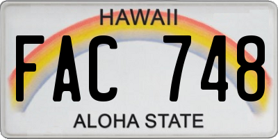 HI license plate FAC748