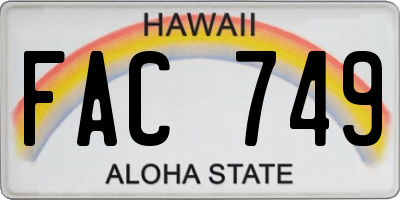 HI license plate FAC749