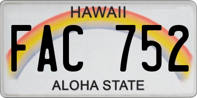 HI license plate FAC752