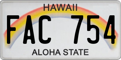 HI license plate FAC754