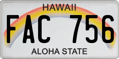 HI license plate FAC756