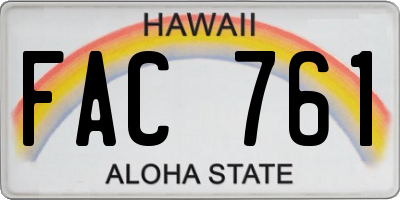 HI license plate FAC761