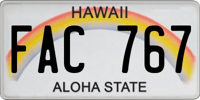 HI license plate FAC767
