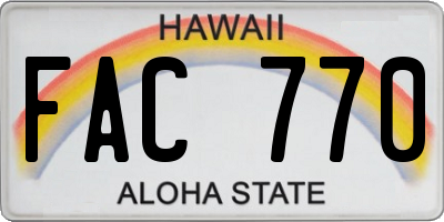 HI license plate FAC770
