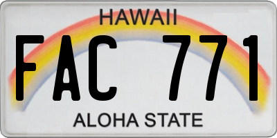 HI license plate FAC771