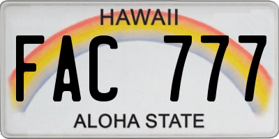 HI license plate FAC777