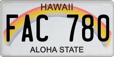 HI license plate FAC780