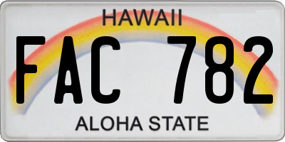 HI license plate FAC782