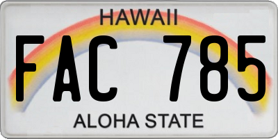 HI license plate FAC785