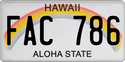 HI license plate FAC786