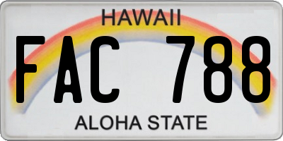 HI license plate FAC788