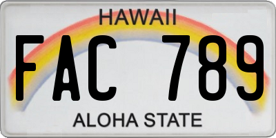 HI license plate FAC789