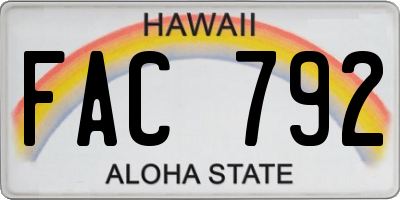 HI license plate FAC792