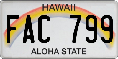 HI license plate FAC799