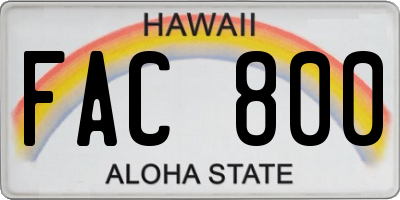 HI license plate FAC800