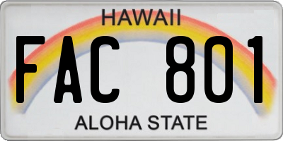 HI license plate FAC801