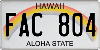 HI license plate FAC804