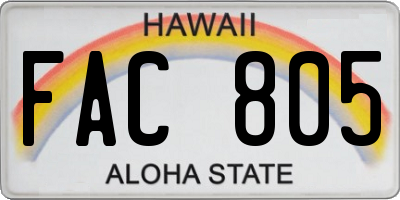 HI license plate FAC805