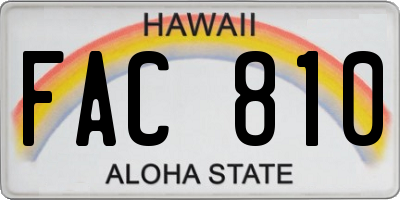 HI license plate FAC810