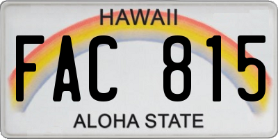 HI license plate FAC815
