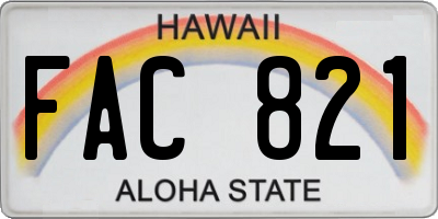 HI license plate FAC821