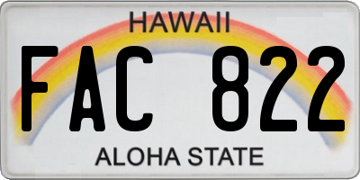 HI license plate FAC822