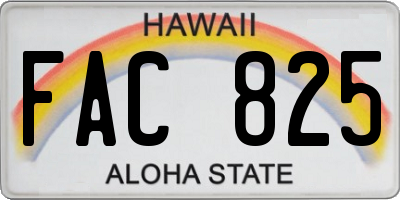 HI license plate FAC825