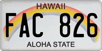 HI license plate FAC826
