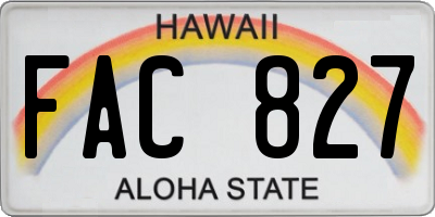 HI license plate FAC827