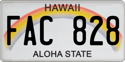 HI license plate FAC828