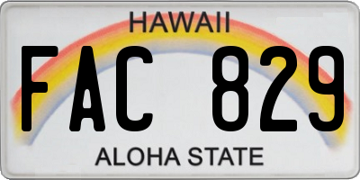 HI license plate FAC829