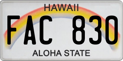 HI license plate FAC830