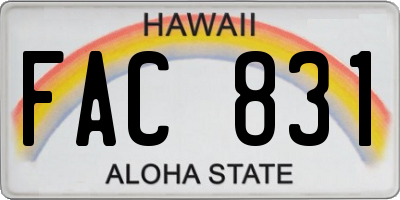 HI license plate FAC831