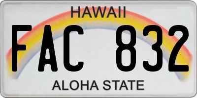 HI license plate FAC832