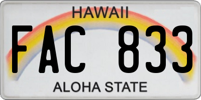 HI license plate FAC833