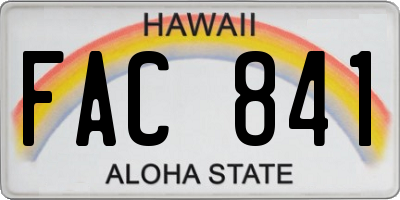 HI license plate FAC841