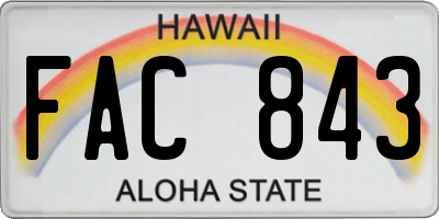 HI license plate FAC843