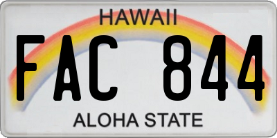 HI license plate FAC844