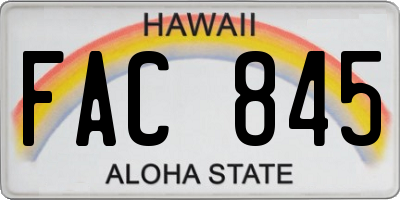 HI license plate FAC845