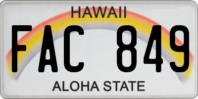 HI license plate FAC849