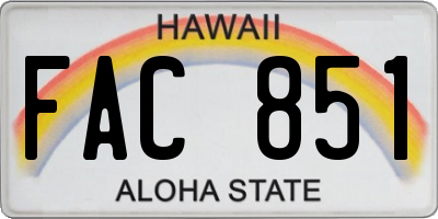 HI license plate FAC851
