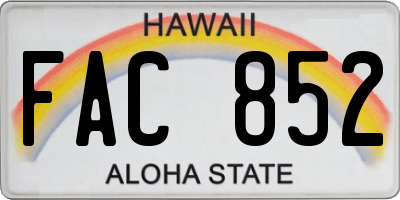 HI license plate FAC852