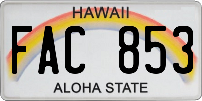 HI license plate FAC853