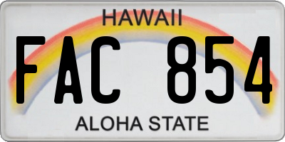 HI license plate FAC854